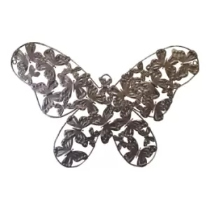 Image of Small Silver Metal Butterfly Design Wall Decor