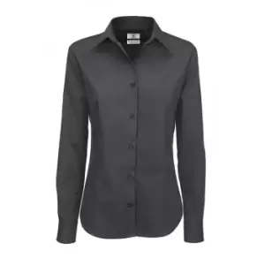 Image of B&C Womens/Ladies Sharp Twill Long Sleeve Shirt (S) (Dark Grey)