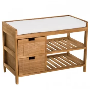 Image of HOMCOM Entryway Shoe Bench, 69Lx34Wx48H cm, Paulownia sponge