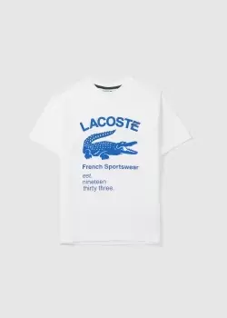Image of Lacoste Mens Script Graphic T-Shirt In White