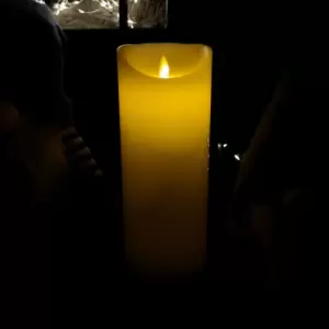 Image of 13cm, 18cm or 23cm High Battery Operated LED Christmas Dancing Flame Candle with Timer in Cream