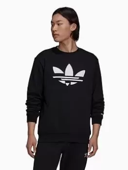Image of adidas Originals Broken Trefoil Crew Sweatshirt - Black/White Size M Men