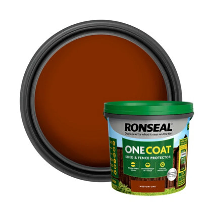 Image of Ronseal One Coat Shed & Fence Medium Oak 5Lt 5.0564E+12