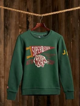 Image of Superdry Track & Field Classic Crew Sweatshirt, Green, Size 6, Women