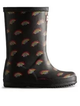 Image of Hunter First Original Rainbow Print Wellington Boot, Multi, Size 7 Younger