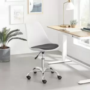 Image of Furniturebox Oslo Two Tone White and Grey Faux Leather Modern Minimalist Office Chair