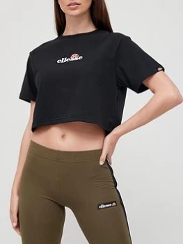 Image of Ellesse Heritage Fireball Crop T-Shirt - Black, Size 14, Women