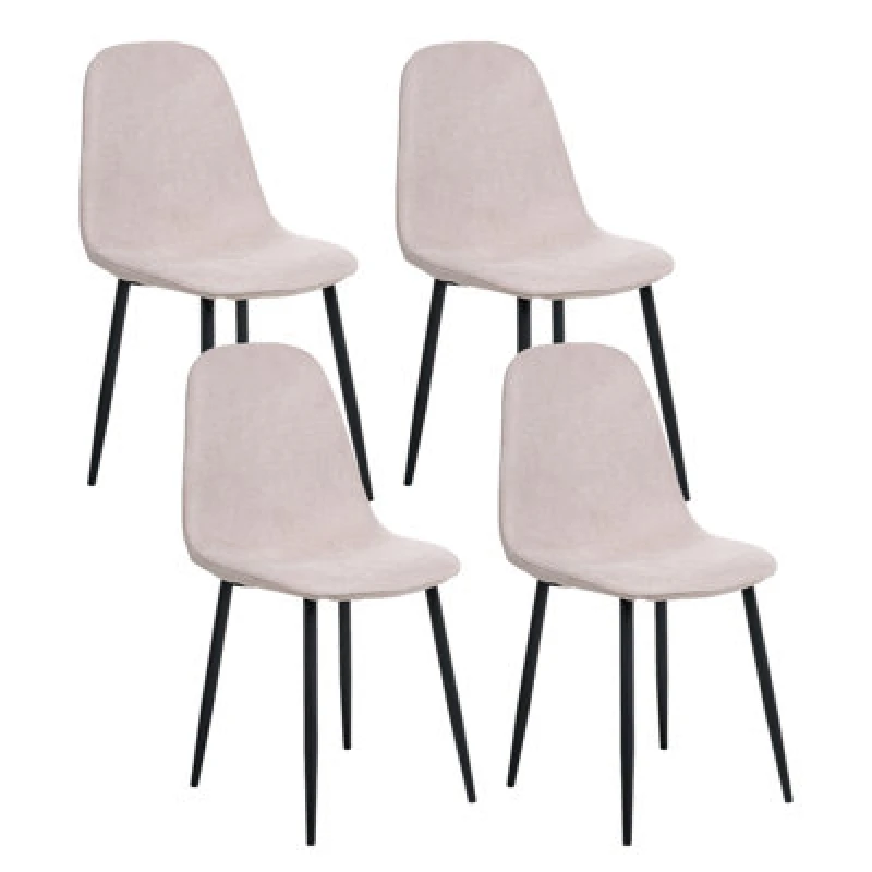 Image of Beliani Set Of 4 Dining Chairs Crandall Fabric Beige