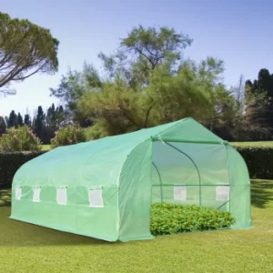 Image of Outsunny Large Walk-in Outdoor Garden Peak Top Greenhouse Polytunnel with Door and 8 Windows (6 x 3 x 2M)