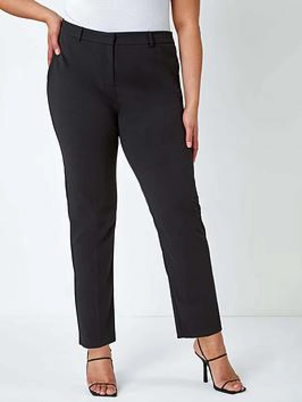 Image of Roman Curve Straight Smart Trousers Black