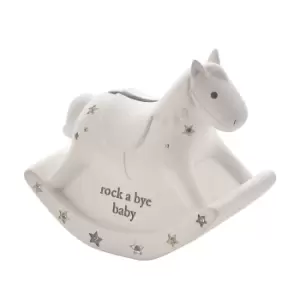 Image of Bambino White Resin Money Box - Rocking Horse White