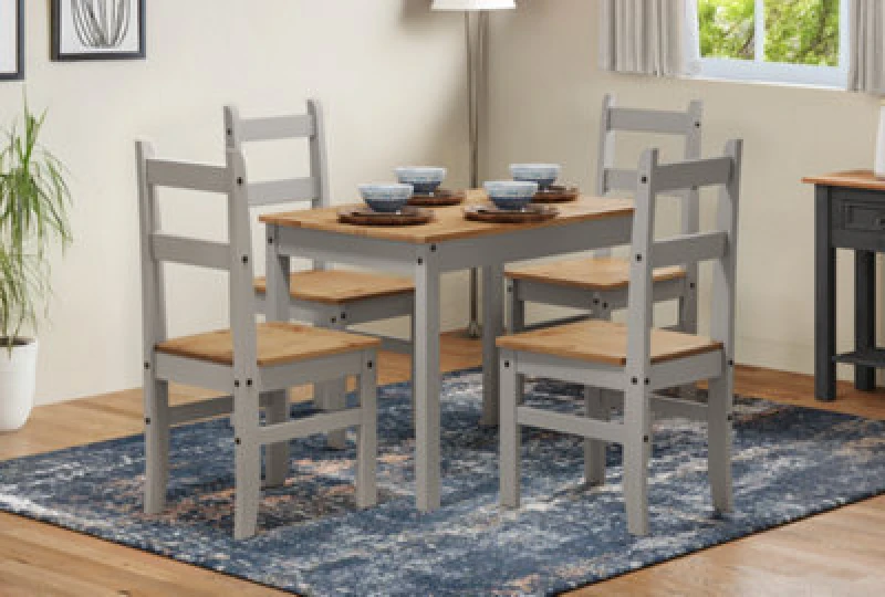 Image of MERCERS FURNITURE Corona Grey Wax Budget Dining Set 5060335867940