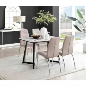 Image of Furniture Box Carson White Marble Effect Dining Table and 4 Cappuccino Isco Chairs