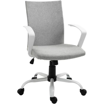Image of Vinsetto - Office Chair Linen Swivel Computer Desk Chair Home Study Task Chair with Wheels, Arm, Adjustable Height, Light Grey