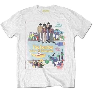 Image of The Beatles - Yellow Submarine Vintage Movie Poster Mens Medium T-Shirt - White