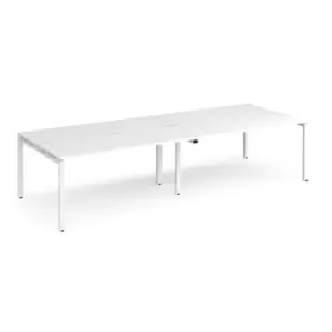 Image of Bench Desk 4 Person Rectangular Desks 2800mm White Tops With White Frames 1200mm Depth Adapt