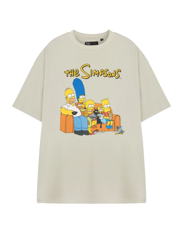 Image of The Simpsons The Simpsons Men Short Sleeved T-Shirt in Beige Size: 3X-Large Beige XXXL Male 5063203922864