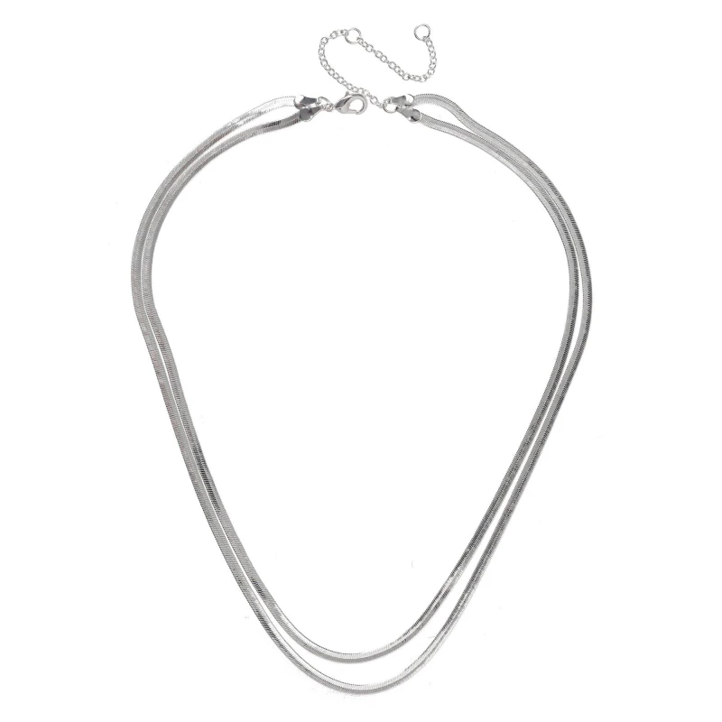 Image of Miso Flat Snake Chain Necklace - Silver Silver One Size