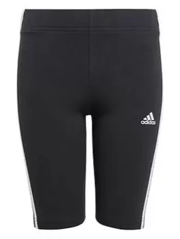 Image of adidas Older Girls Cycling Shorts - Black/White, Size 5-6 Years, Women