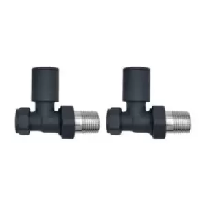 Image of Anthracite Round Straight Radiator Valves - For Pipework Which Comes From The Floor