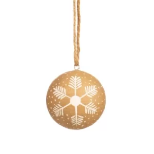 Image of Kraft Paper Snowflake Paper Mache Bauble