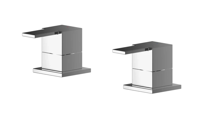 Image of Balterley Square Deck Mounted 3 4" Chrome Side Valves Chrome Silver unisex