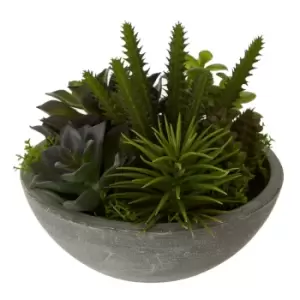 Image of Interiors By Premier Mixed Faux Succulent In Small Stone Effect Pot