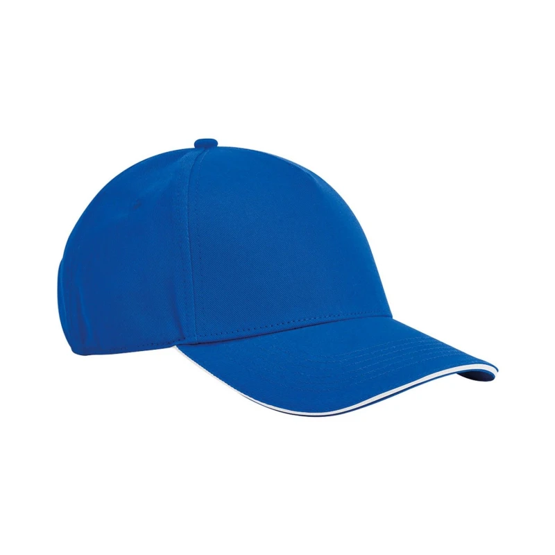Image of Beechfield Beechfield Men Classic Cotton Sandwich Peak Cap in Blue Blue One Size Male 5063527237231