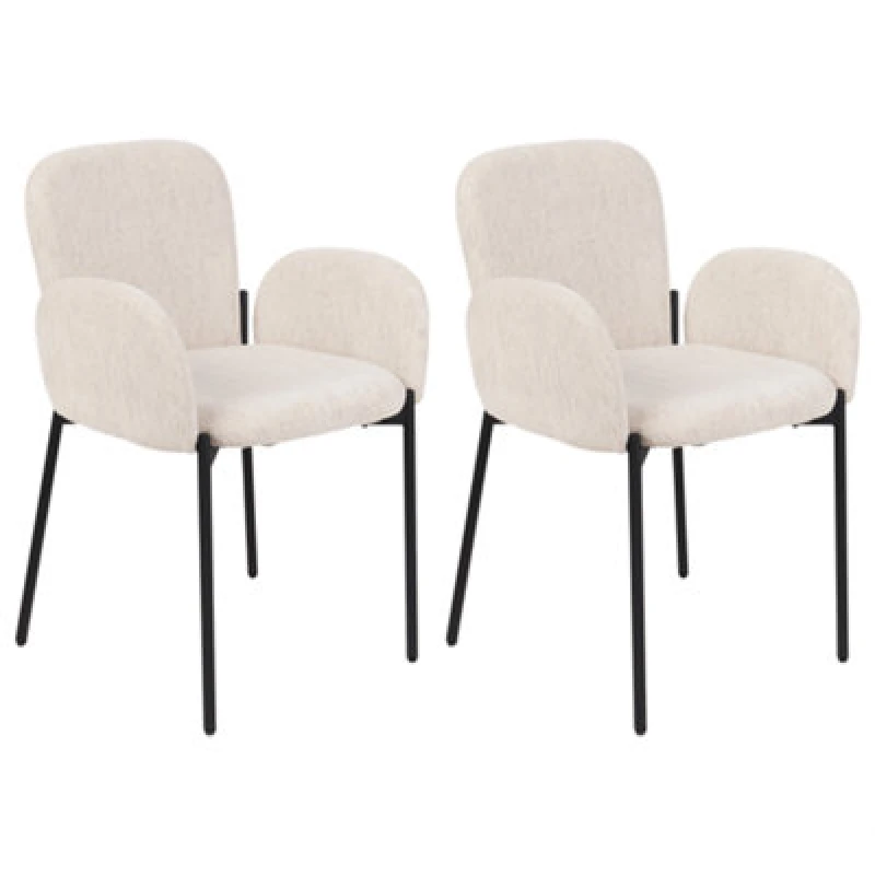 Image of Beliani Set Of 2 Dining Chairs Albee Beige