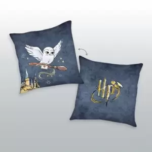 Image of Harry Potter Pillow Logo & Hedwig 40 x 40 cm
