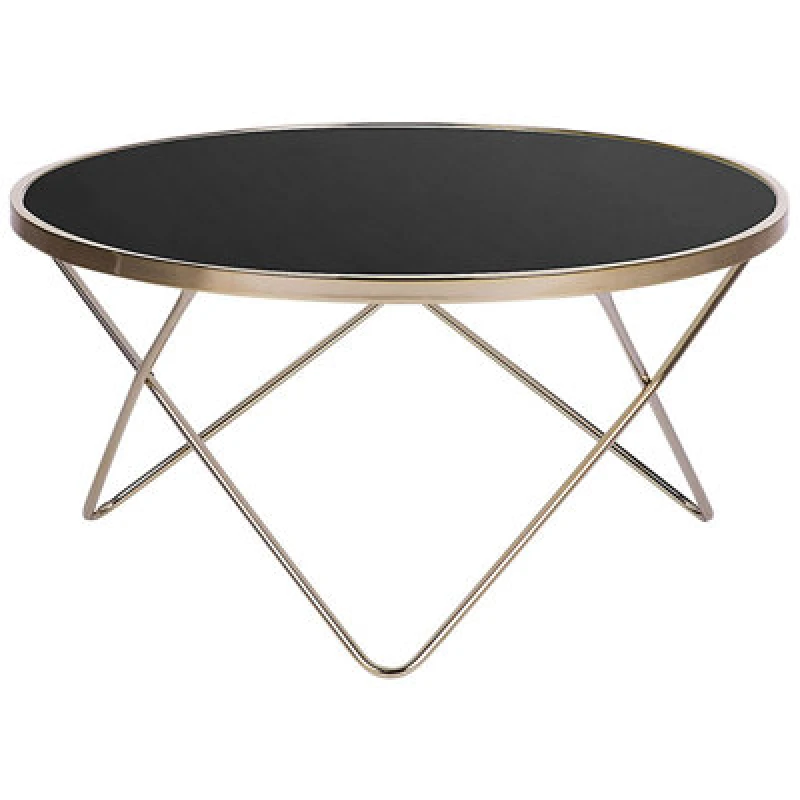Image of Beliani Coffee Table Meridian Tempered Glass Black/ Gold