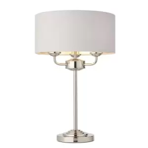 Image of Table Lamp - Bright Nickel Plate & Silver Fabric - 3 x 18W E14 Eco golf