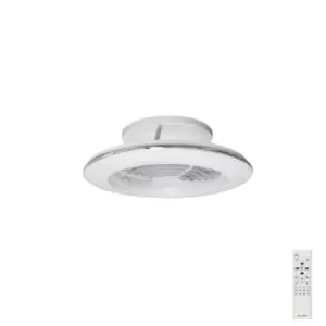 Image of Alisio Mini LED Dimmable Ceiling Light & 30W DC Reversible Fan, White, Remote Control