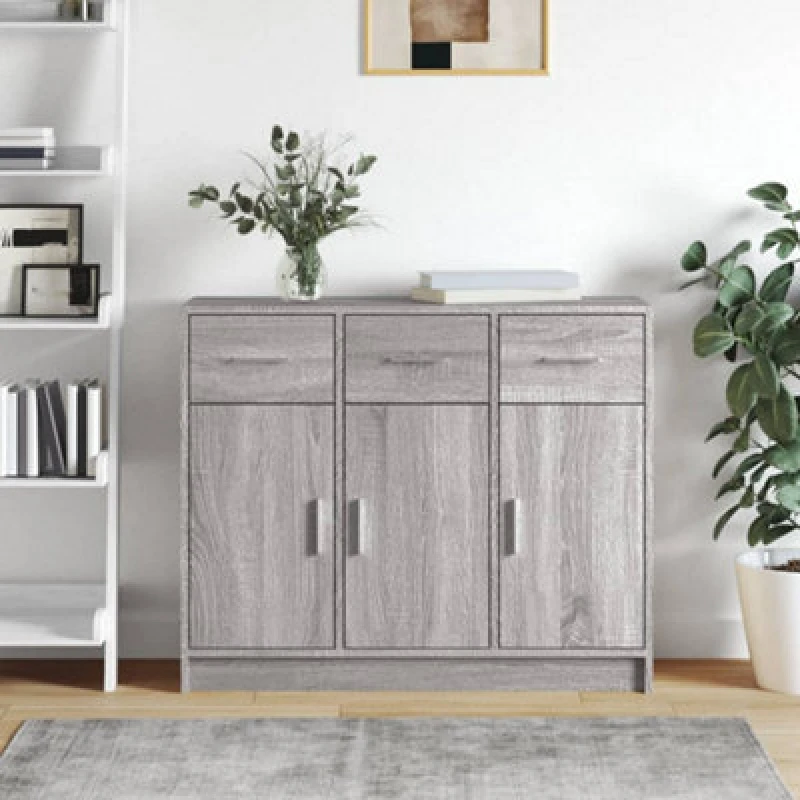Image of VIDAXL Sideboard Grey Sonoma 91x28x75cm Engineered Wood Vidaxl 8720845886936