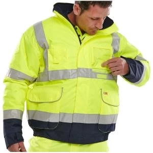 Image of B Seen Hi Vis Two Tone Bomber Jacket Medium YellowNavy Ref BD208SYNM