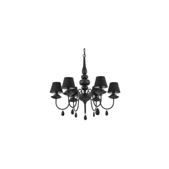 Image of Ideal Lux Blanche - 6 Light Multi Arm Chandelier Black Finish, E14