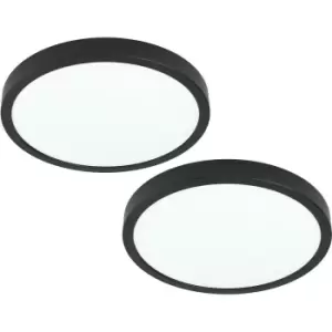 Image of 2 PACK Wall / Ceiling Light Black 285mm Round Surface Mounted 20W LED 4000K