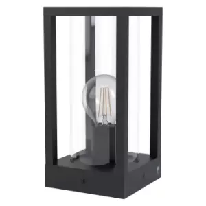 Image of IP44 Outdoor Bollard Light Black Cast Aluminium Box 1 x 40W E27 Bulb Lamp Post