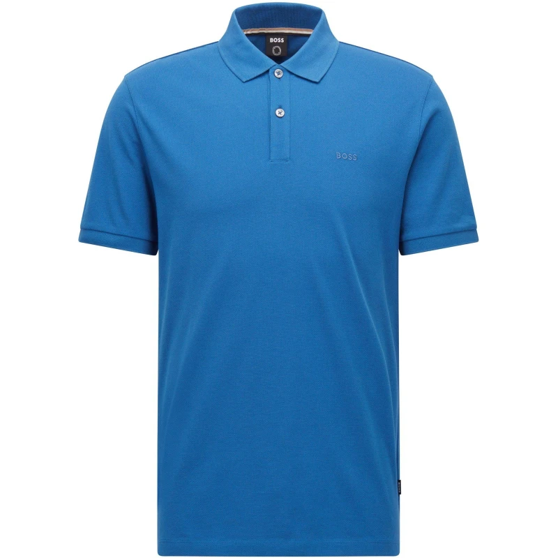 Image of Boss Mens HBB Pallas Polo Iconic Logo Embroidered Shirt Medium Blue 429 male Small
