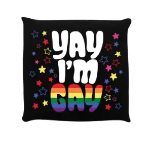 Image of Grindstore Yay IA'm Gay Cushion (One Size) (Black/White/Multicoloured)