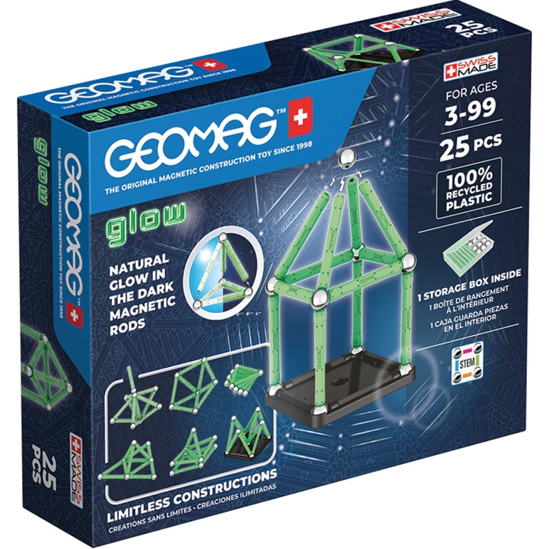 Image of GEOMAG Glow Recycled Plastic Magnetic Shapes - 25 Pieces Make Your Own Toys One Size Multi 42971899000