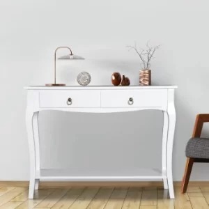 Image of HOMCOM Console Table With 2 Drawers, MDF-Ivory White