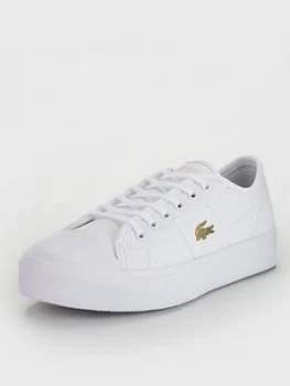 Image of Lacoste Lacoste Ziane Plus Grand 01201cfa Plimsoll, White/Gold, Size 7, Women