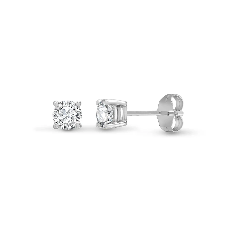 Image of Jewelco London 18ct White Gold 0.35ct Diamond Solitaire Stud Earrings - 18E005-035 Silver female