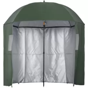 Image of Outsunny - 2m Beach Parasol with Sides Fishing Umbrella w/ Tilt, UV30+, Green - Green