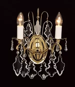 Image of Louvre 2 Light Polished Brass Crystal Candle Wall Lamp