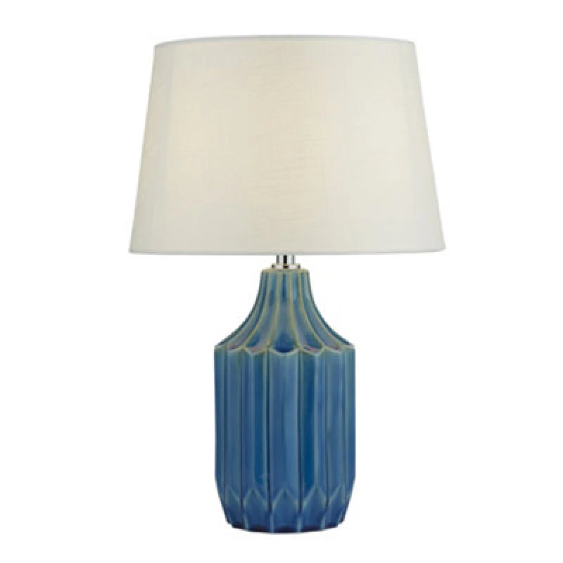 Image of Lighting Collection Guanta Blue Ceramic Table Lamp