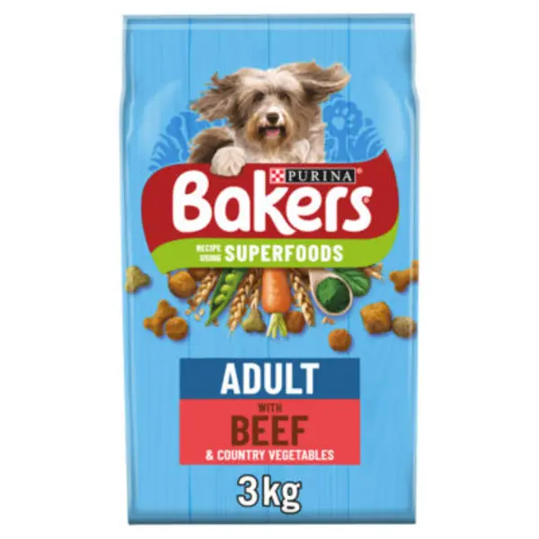 Image of Purina Bakers Adult Beef and Vegetables Dog Food 3kg