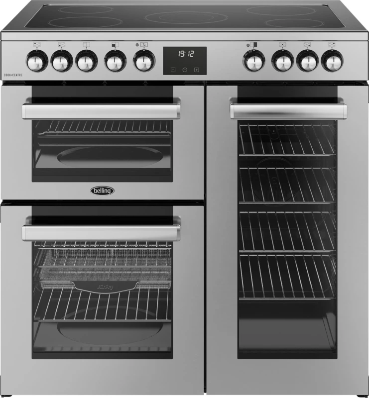 Image of Belling Cookcentre 90E 90cm Electric Range Cooker with Ceramic Hob - Stainless Steel - A/A Rated