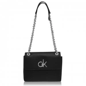 Image of Calvin Klein Re Lock Flap Over Bag - Black BAX